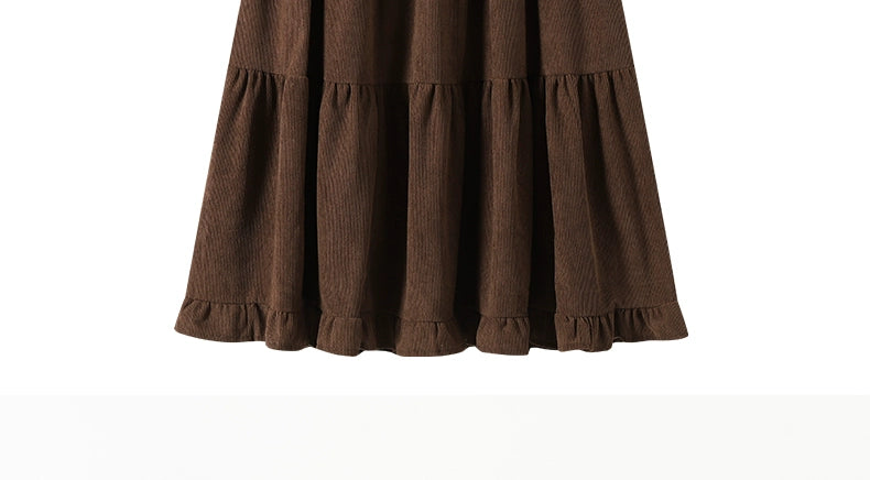 Aigetam Ruffled Cake Skirt for Women, New Autumn and Winter Elastic Waist Design, Mid-Length Long Skirt for Women