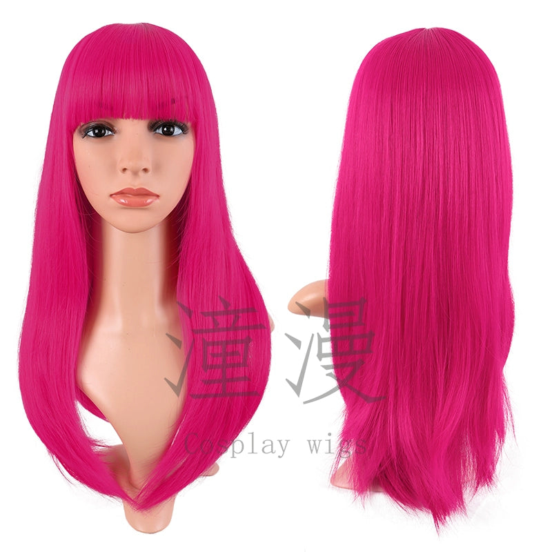 Tongman Cos Wig Female Long Hair Mixed Gold Red Brown Pure Black Lolita High-Temperature Fiber Long Straight Hair Full-Head Wig