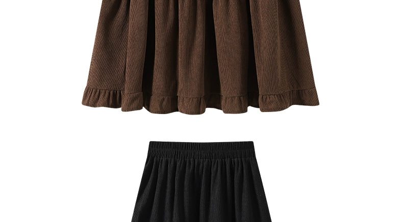 Aigetam Ruffled Cake Skirt for Women, New Autumn and Winter Elastic Waist Design, Mid-Length Long Skirt for Women