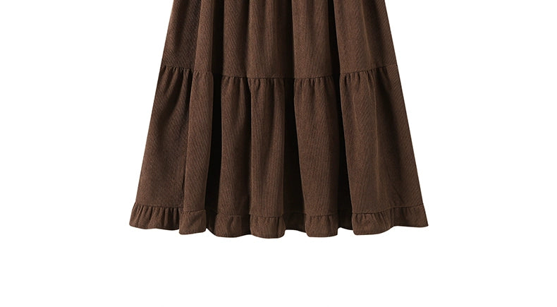 Aigetam Ruffled Cake Skirt for Women, New Autumn and Winter Elastic Waist Design, Mid-Length Long Skirt for Women