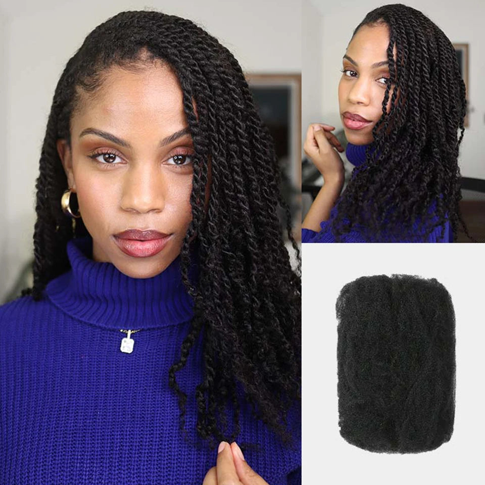 Afro Kinky Bulk Human Hair For Dreadlock Extensions Loc Repair Braiding Twist Afro Kinky Human Hair for Locs 1 Pack  Braids Hair