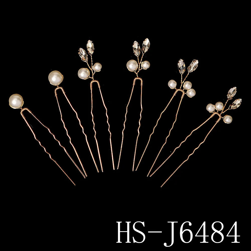 6 pcs/lot Austrian Crystal Rhinestones Bridal Hairpins Pearl Wedding Headpieces Hair Jewelry Accessories for Women Holiday Gift