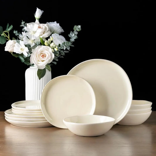 AmorArc Ceramic Dinnerware Sets,Handmade Reactive Glaze Plates and Bowls Sets,Highly Chip and Crack Resistant | Dishwasher & Mic