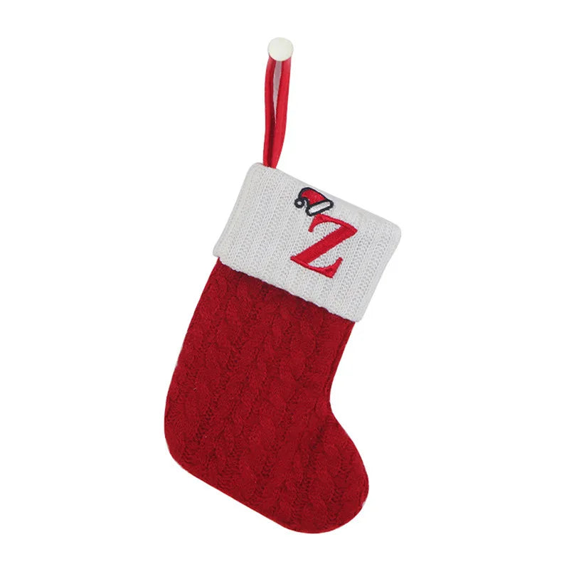 Christmas Socks Knitting Snowflake Letter Stocking Christmas Decoration For Home 2024 Xmas Tree Ornament Gift Navidad Natal 2025