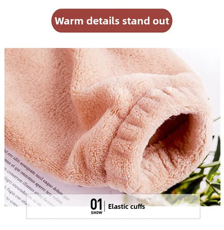 Warm Coral Fleece Pants Set Women's Loose Comfortable Home Wear Outerwear Versatile Lazy Girl Style Long Sleeve Cartoon Print