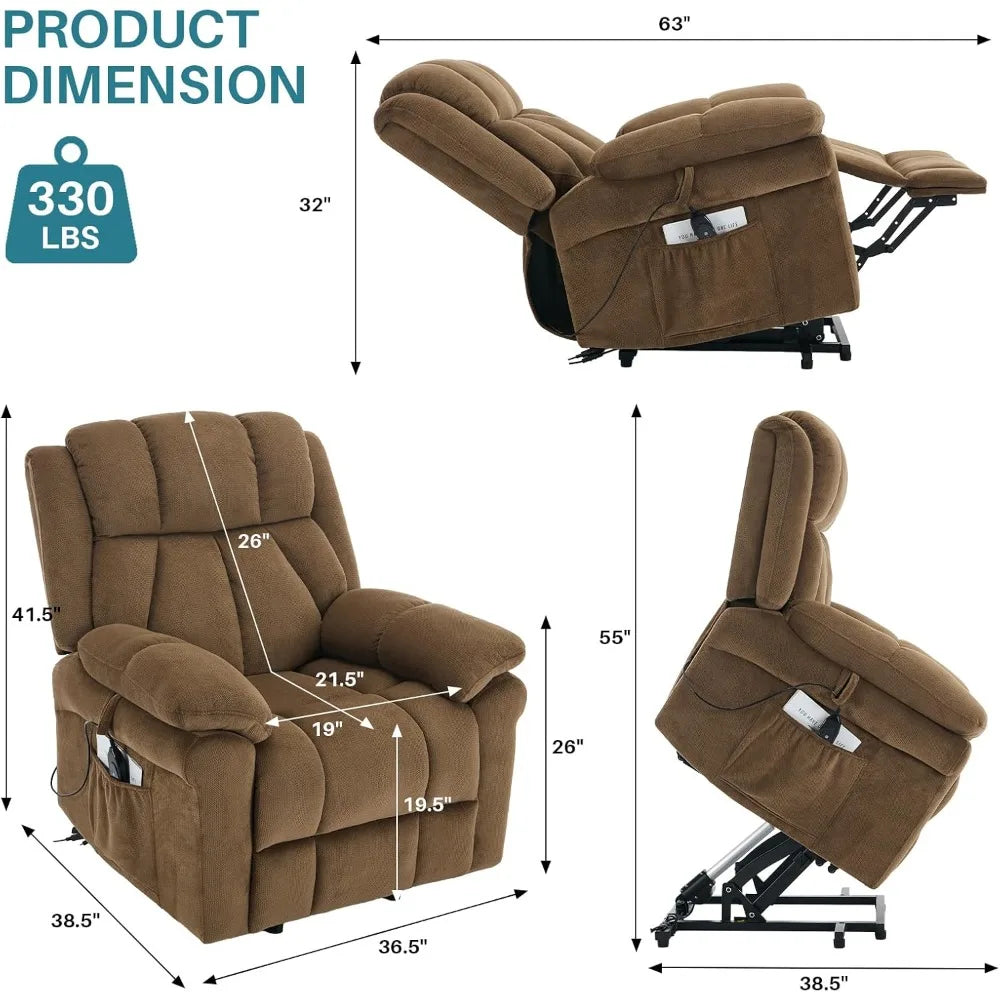 Power Lift Recliner Chair for Elderly,Electric Lift Chairs with Massage and Heat, Fabric Lift Chair Recliners for Adults with Cu