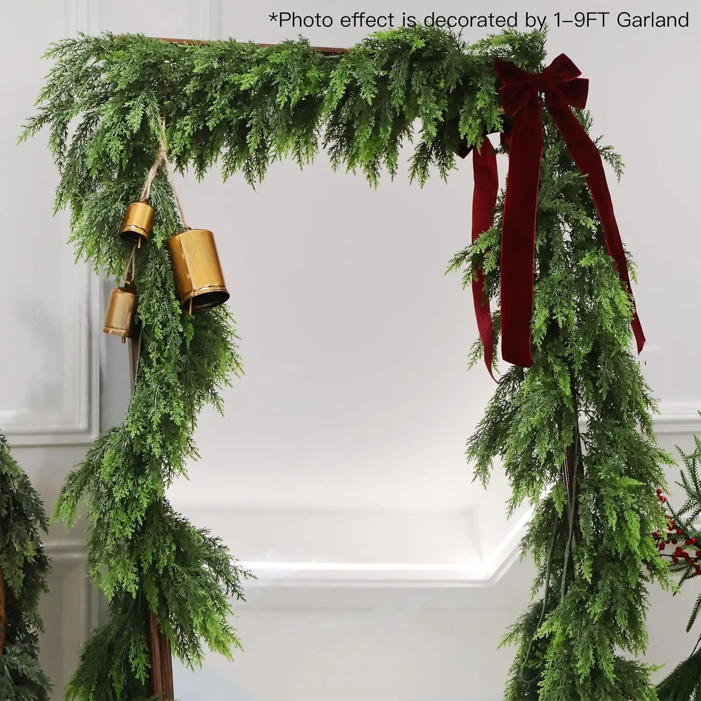 Christmas Cedar Garland Real Touch Winter Pine Garland for Mantle Holiday Atmosphere Props Party Supplies for Front Door Living