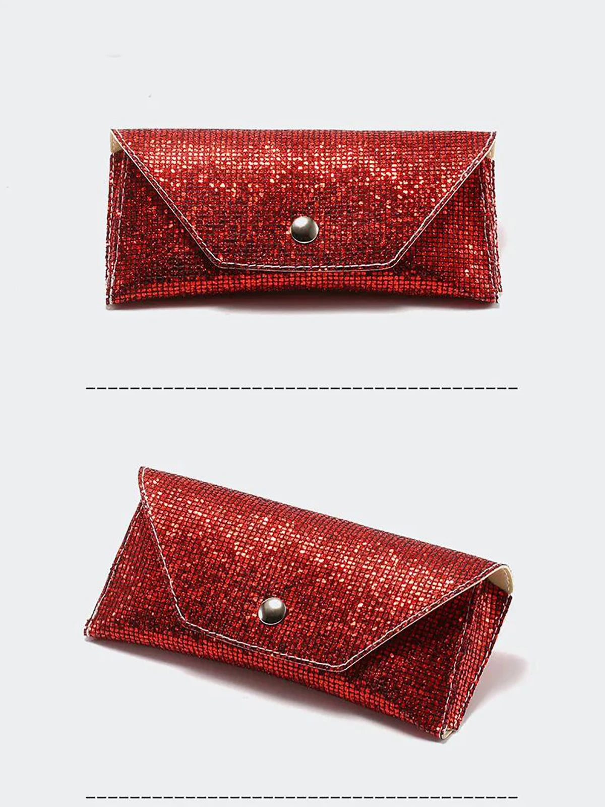 1pc Retro Soft Sequined Leather Sunglasses Case Portable Neutral