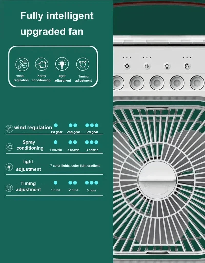3 In 1 Fan AIr Conditioner Household Small Air Cooler LED Night Light Portable Humidifier Air Adjustment Fan Office Home Fan New