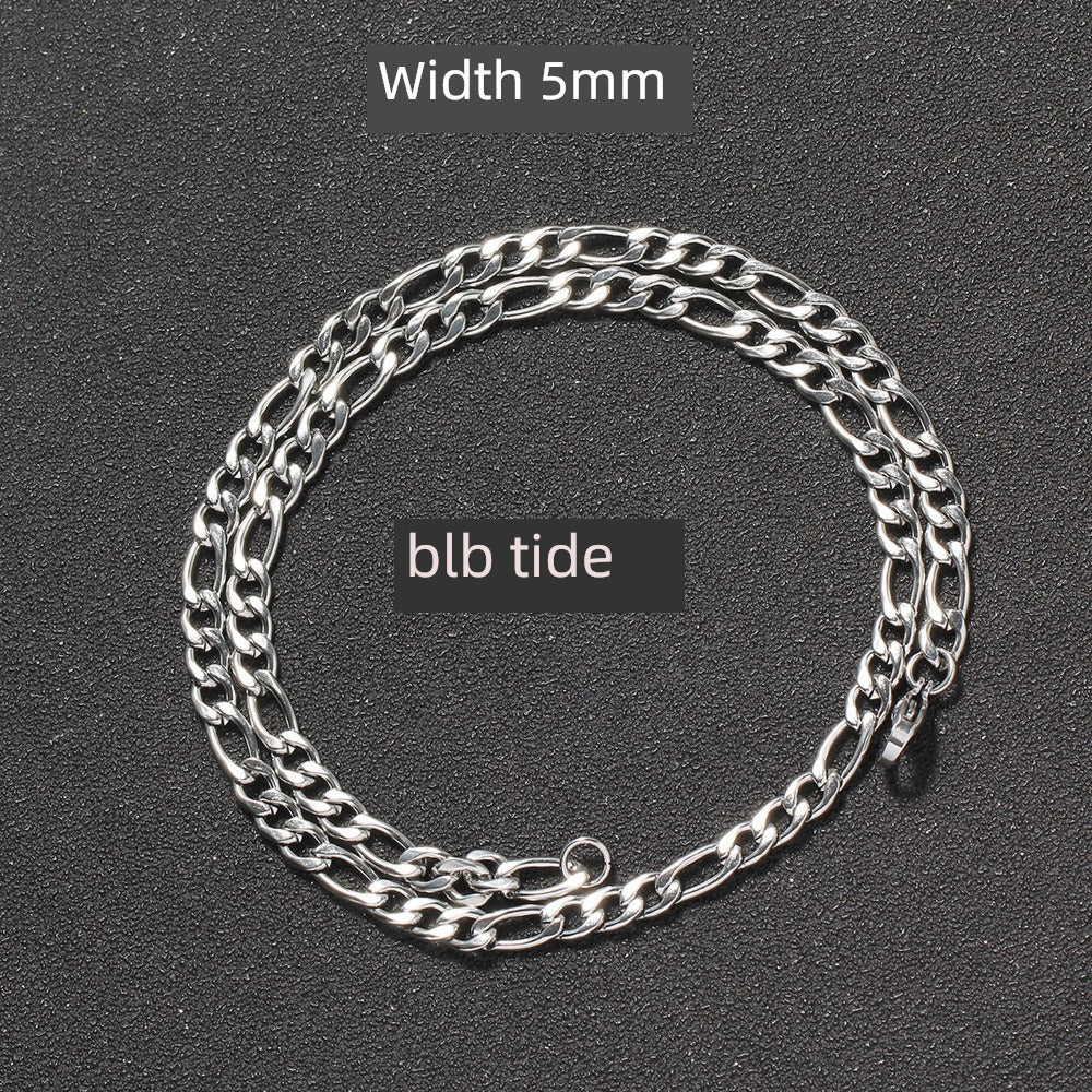 Fashion Men European and American Street Figaro Titanium Steel Cuban Link Chain
