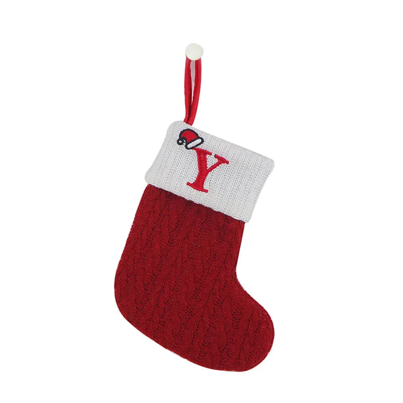 Christmas Socks Knitting Snowflake Letter Stocking Christmas Decoration For Home 2024 Xmas Tree Ornament Gift Navidad Natal 2025