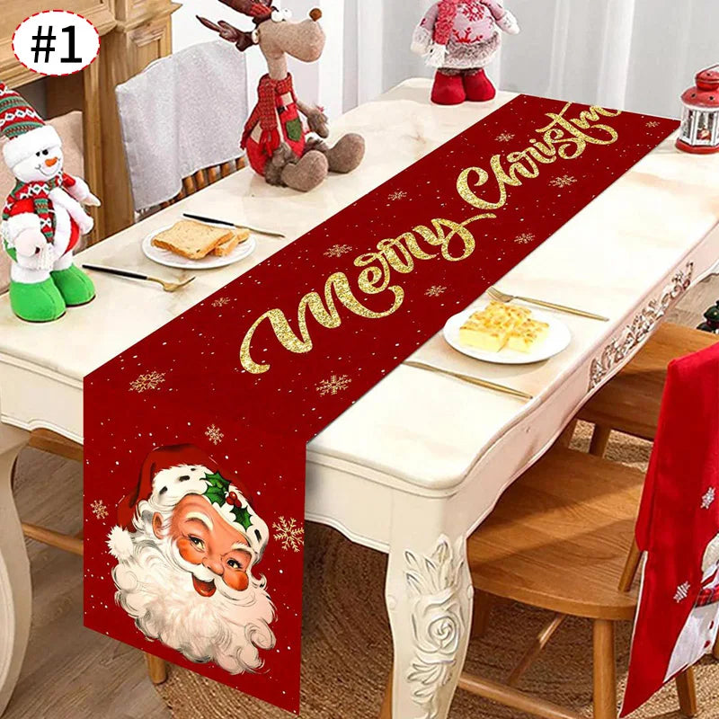 Christmas Table Runner Christmas Decorations Cute Cartoon Santa Claus Gingerbread Man Table Cover Xmas Table Accessories navidad