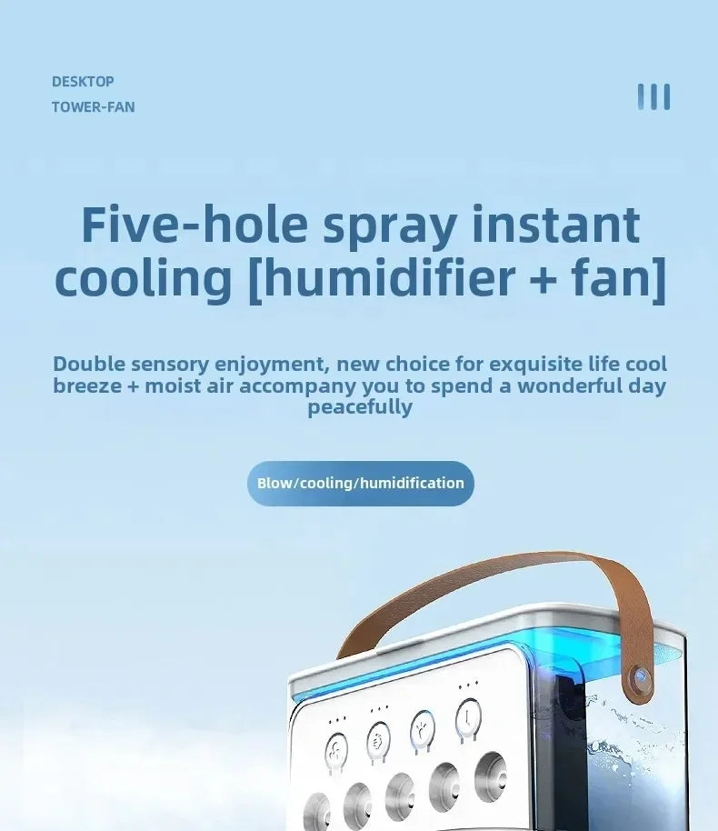 Air Conditioner Portable 3 in 1 Fan Mini Cooler Home House LED Humidifier For Bedroom Small Living Room Water Summer Fans Desk
