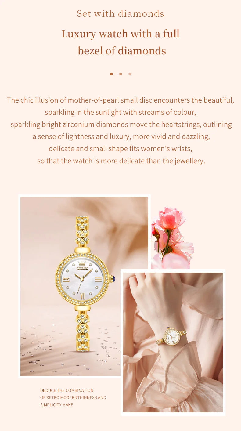 OLEVS 9903 Women Watchs Original Fashion Elegant Quartz Wristwatch Waterproof Luminous Bracelet Watch Band Diamond Bezel Reloj