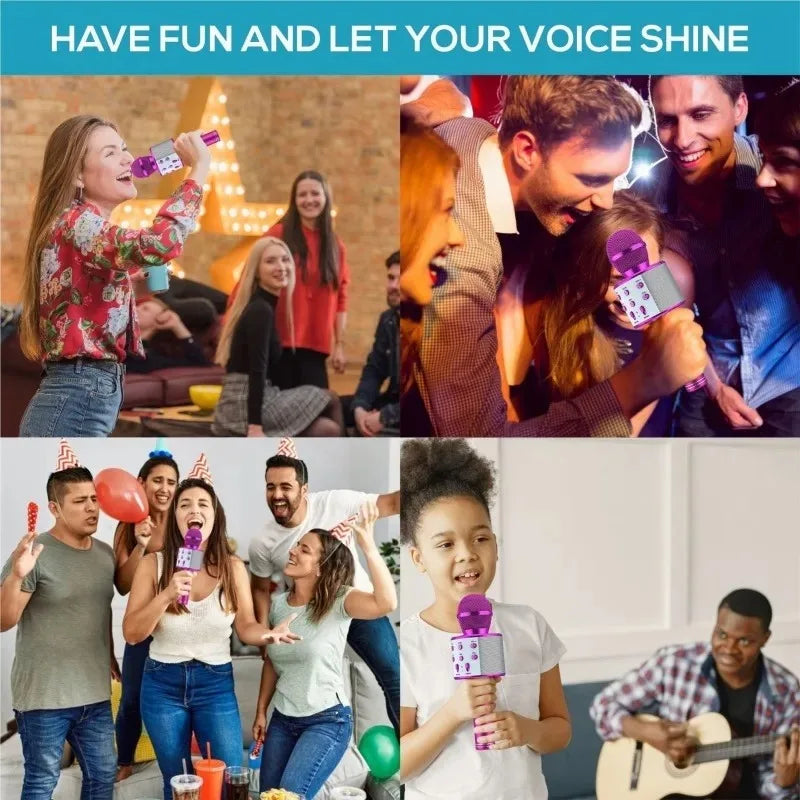 Portable Handheld Wireless Karaoke Microphone Speaker Microphone for Kids Music Player Singing Recorder KTV