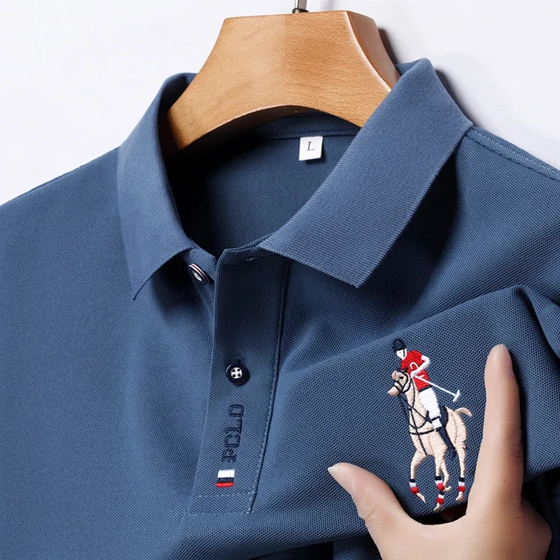 Men's Embroidered Casual Fashion Short Sleeved POLO Shirt Comfortable Top