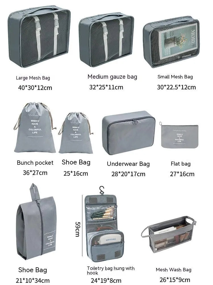 7/8/9/10 Pcs Set Travel Organizer Storage Bags