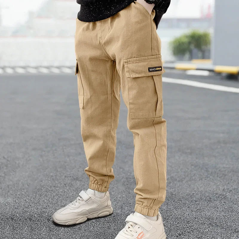 4-12 Years New Spring Autumn Boys Pants Letter Casual Long Style Trousers For Kids 3 Color