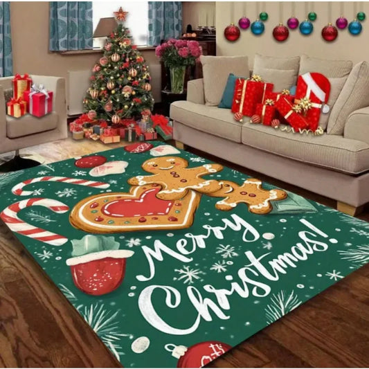 Gingerbread Man Carpet Christmas Tree Christmas Floor Mat Terrace Living Room Bedroom Balcony Camping Outdoor Carpet Decoration