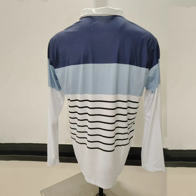 Spring Autumn New Men Clothes Long Sleeve Zipper Stripe Polo Shirt Men Sport