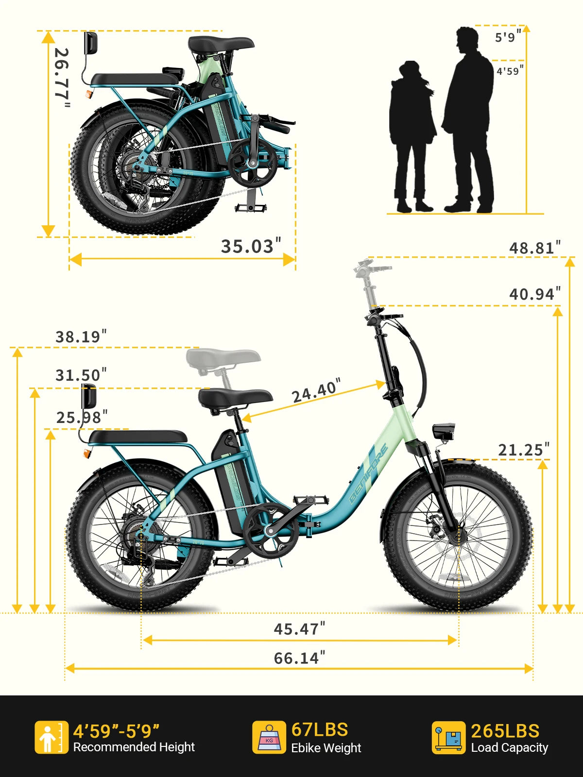 LUCKEEP C23 Folding Electric Bike 750W Motor 48V15Ah Removable Battery E Bike Unlock with NFC 20-inch Fat Tires Electric Bicycle