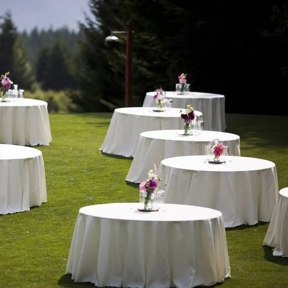 White Round Satin Table Cloths