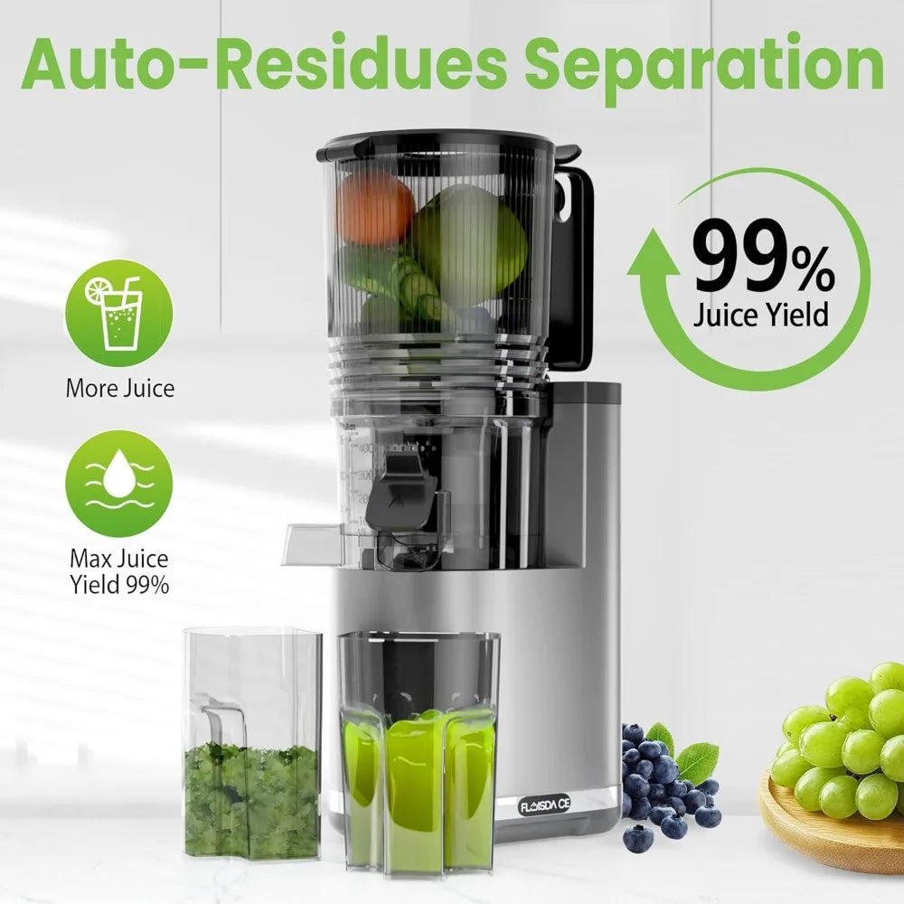 Cold Press Juicer, 6.5 Extra Large Feed Chute Juicer Machines, Hands-Free 350W Slow Masticating Juicer Machines with High Juice