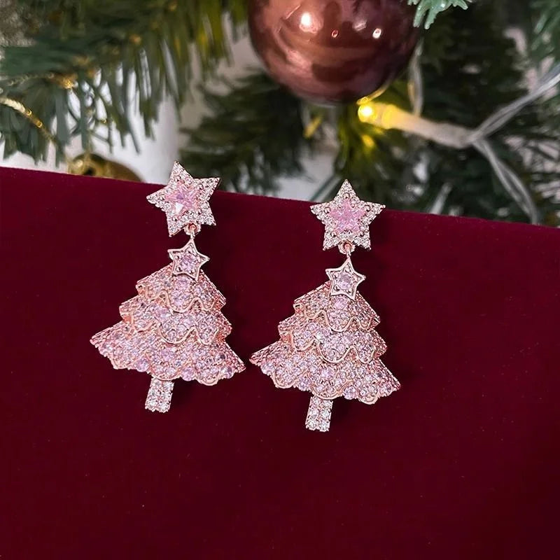 Fashion Christmas Green Bowknot Bell Pendant Earrings