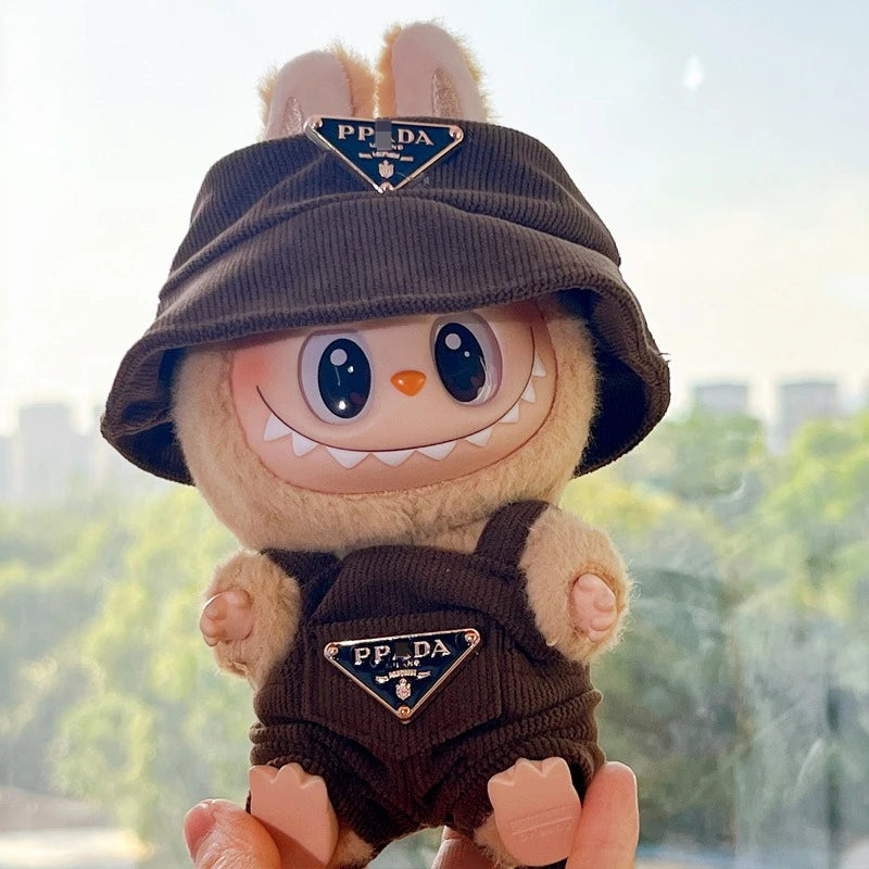 Labubu Clothes Corduroy Mini Doll Clothing Set Cute Hats Clothes Vinyl Doll Accessories Training Sitting Party Games Toys