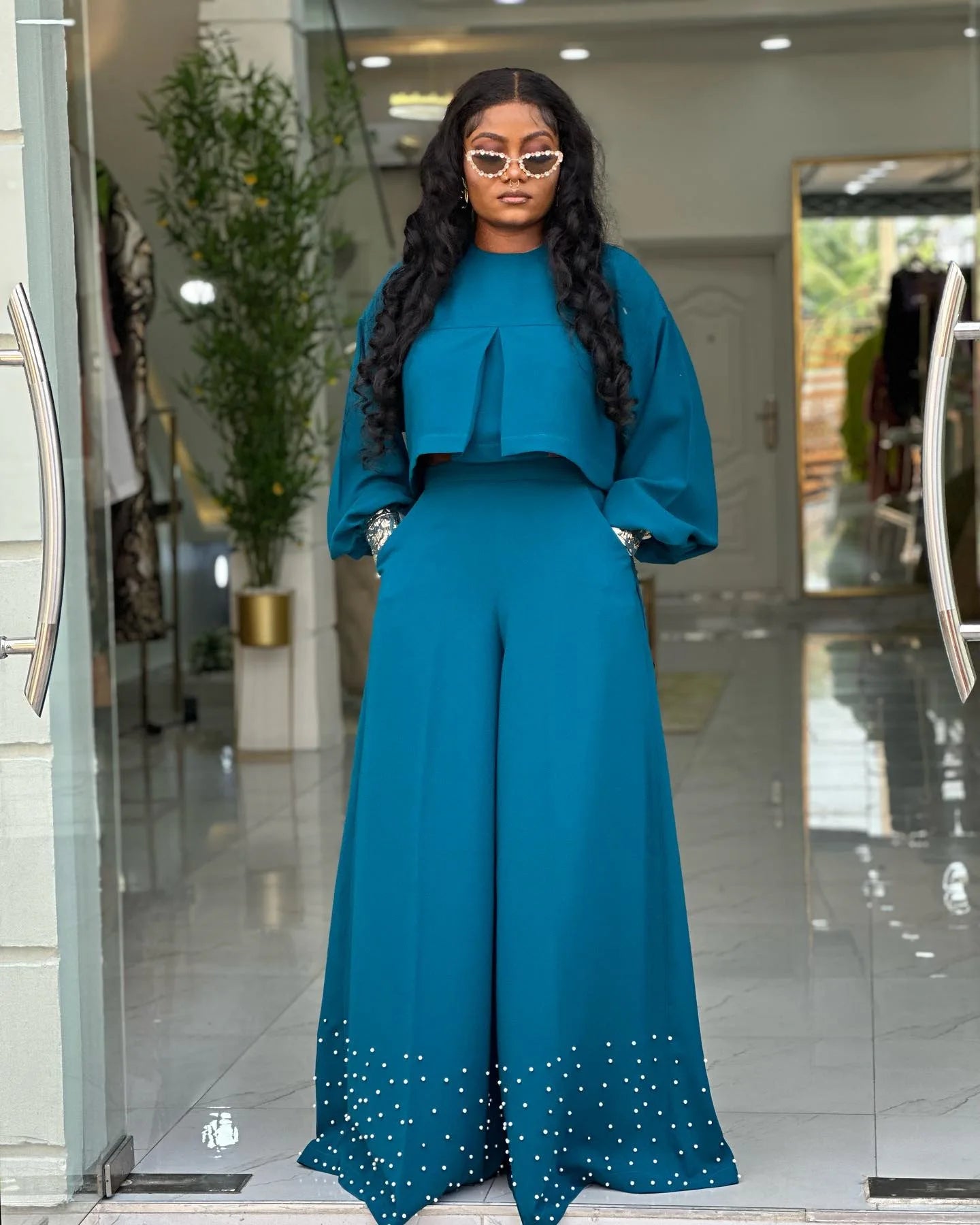 2 Piece Women Matching Sets Solid Color Two Pieces Sets Top And Pants Suits Outfits Clothing