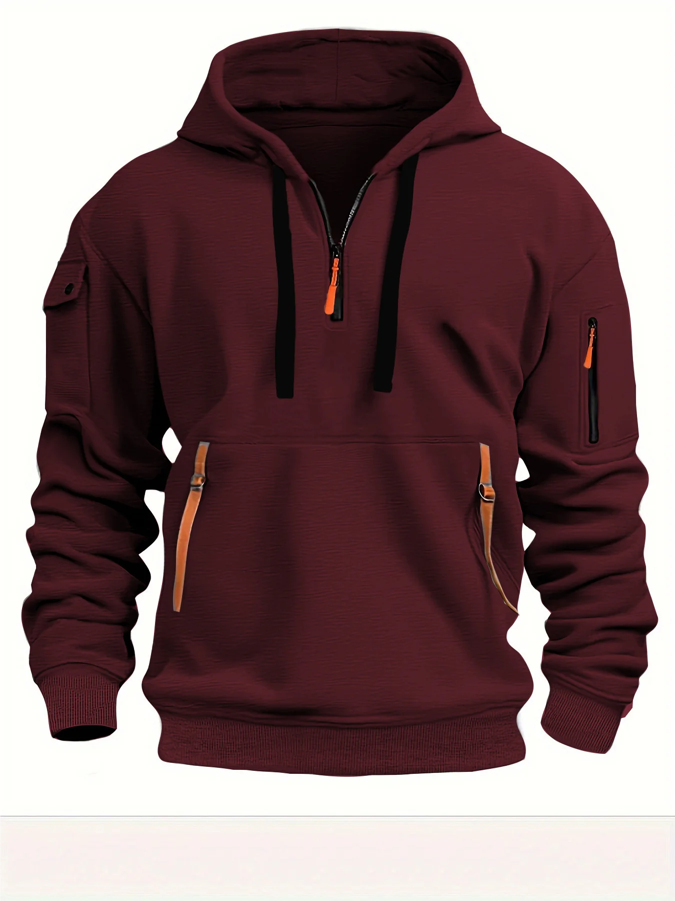 2025 New Multi Pocket Zipper Fleece Hooded Casual Shirt