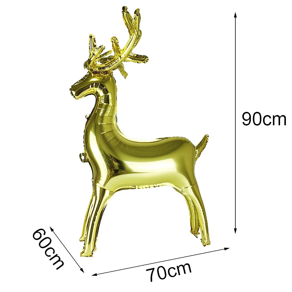 Christmas Inflatable Reindeer Balloons Standing Elk Xmas Gift Box Foil Balloons Christmas Birthday Decoration kids Party Ballons