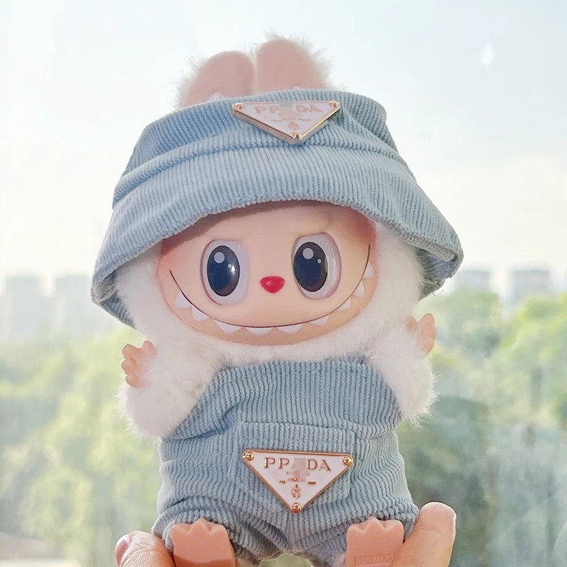 Labubu Clothes Corduroy Mini Doll Clothing Set Cute Hats Clothes Vinyl Doll Accessories Training Sitting Party Games Toys