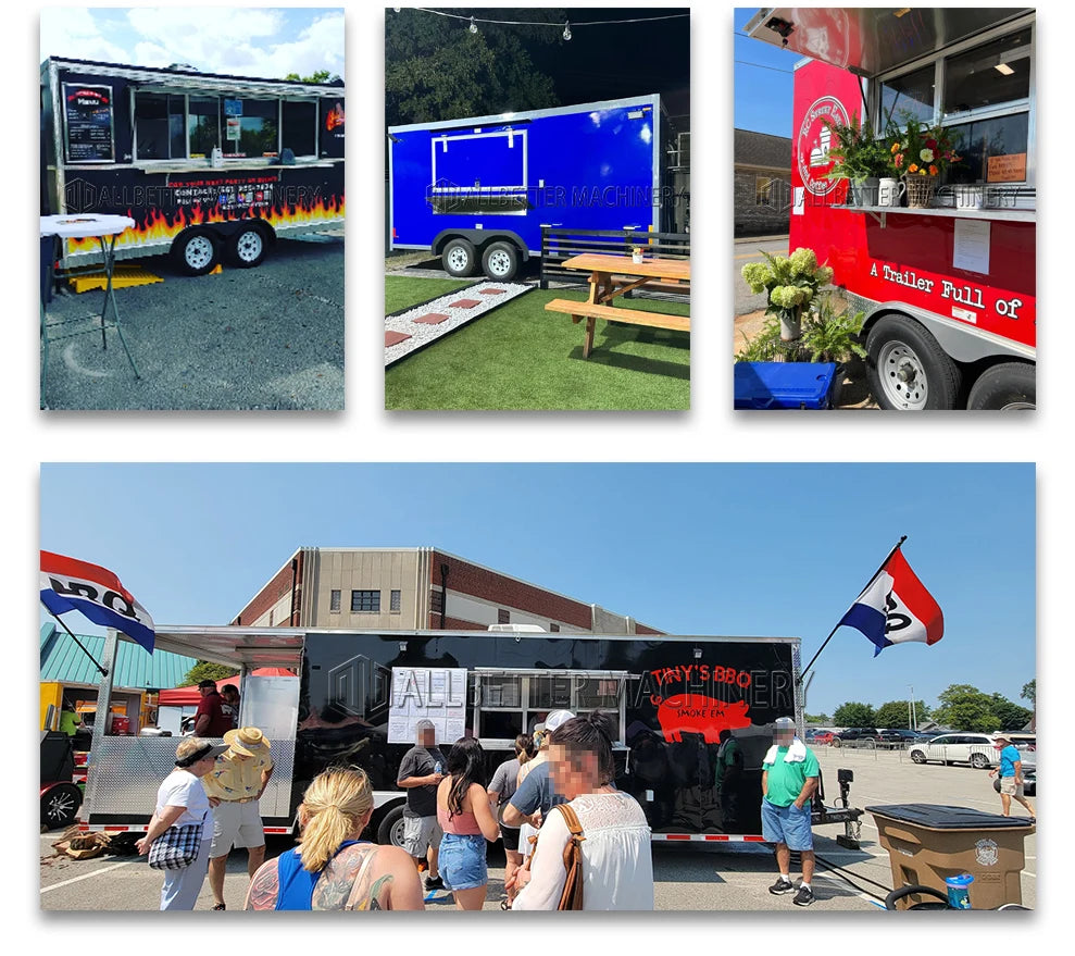Allbetter Fully Equipment Mobile Food Truck Fast Bbq Pizza Food Trucks Concession Food Trailer with Extension for Small Business