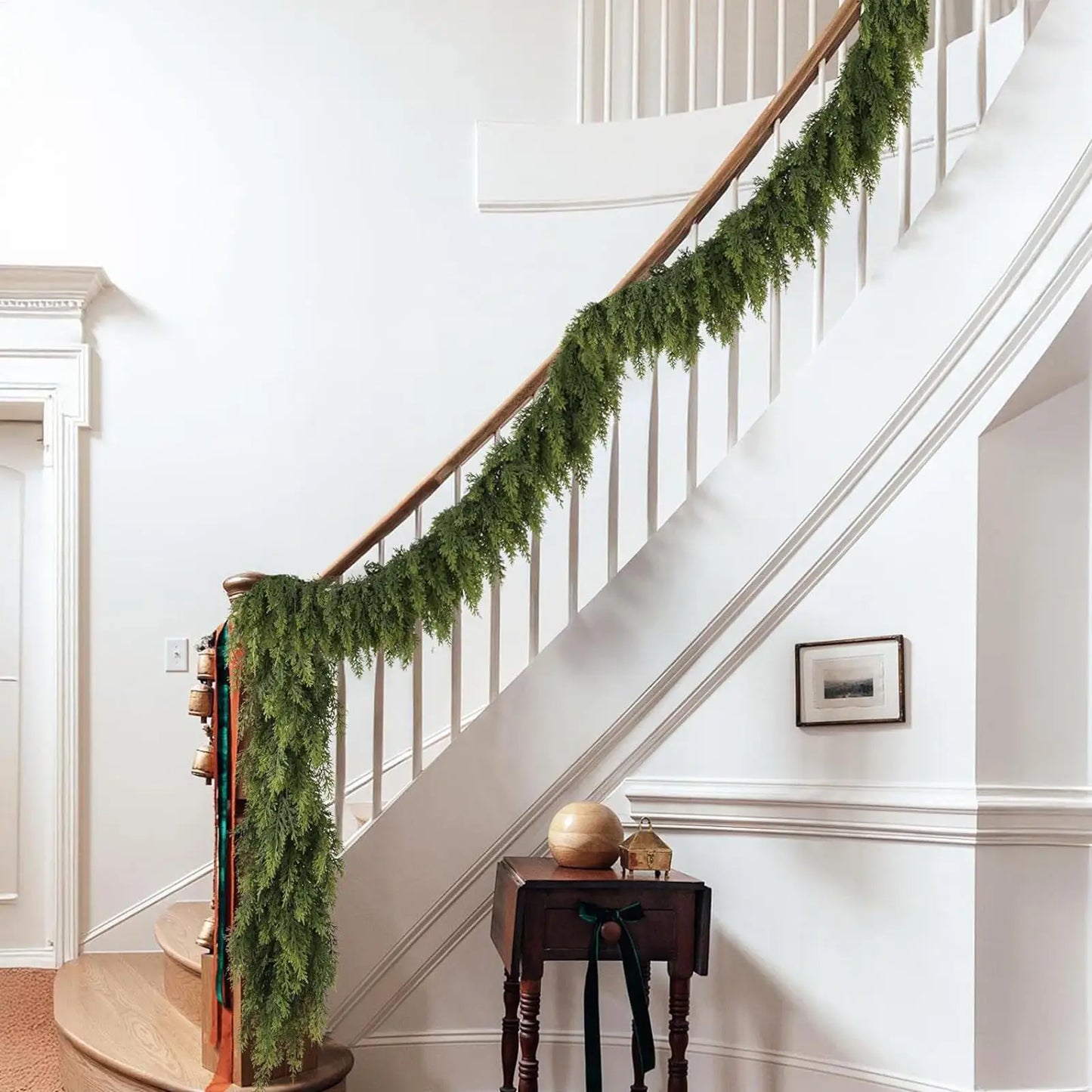 Christmas Cedar Garland Real Touch Winter Pine Garland for Mantle Holiday Atmosphere Props Party Supplies for Front Door Living