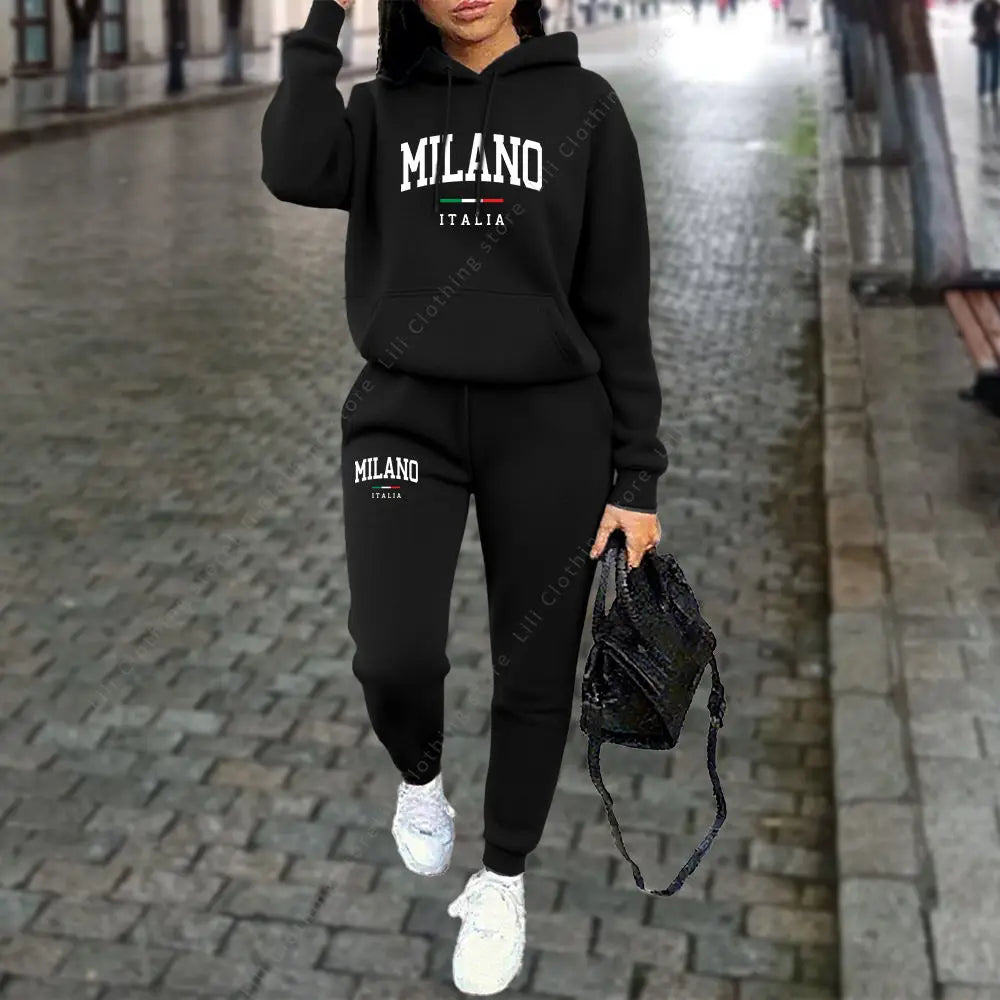 Autumn Winter Women's Sets 2pcs Hoodies Pants Suit Sports Outfits