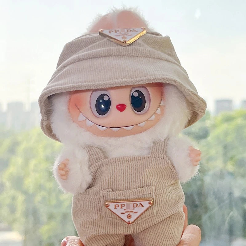 Labubu Clothes Corduroy Mini Doll Clothing Set Cute Hats Clothes Vinyl Doll Accessories Training Sitting Party Games Toys