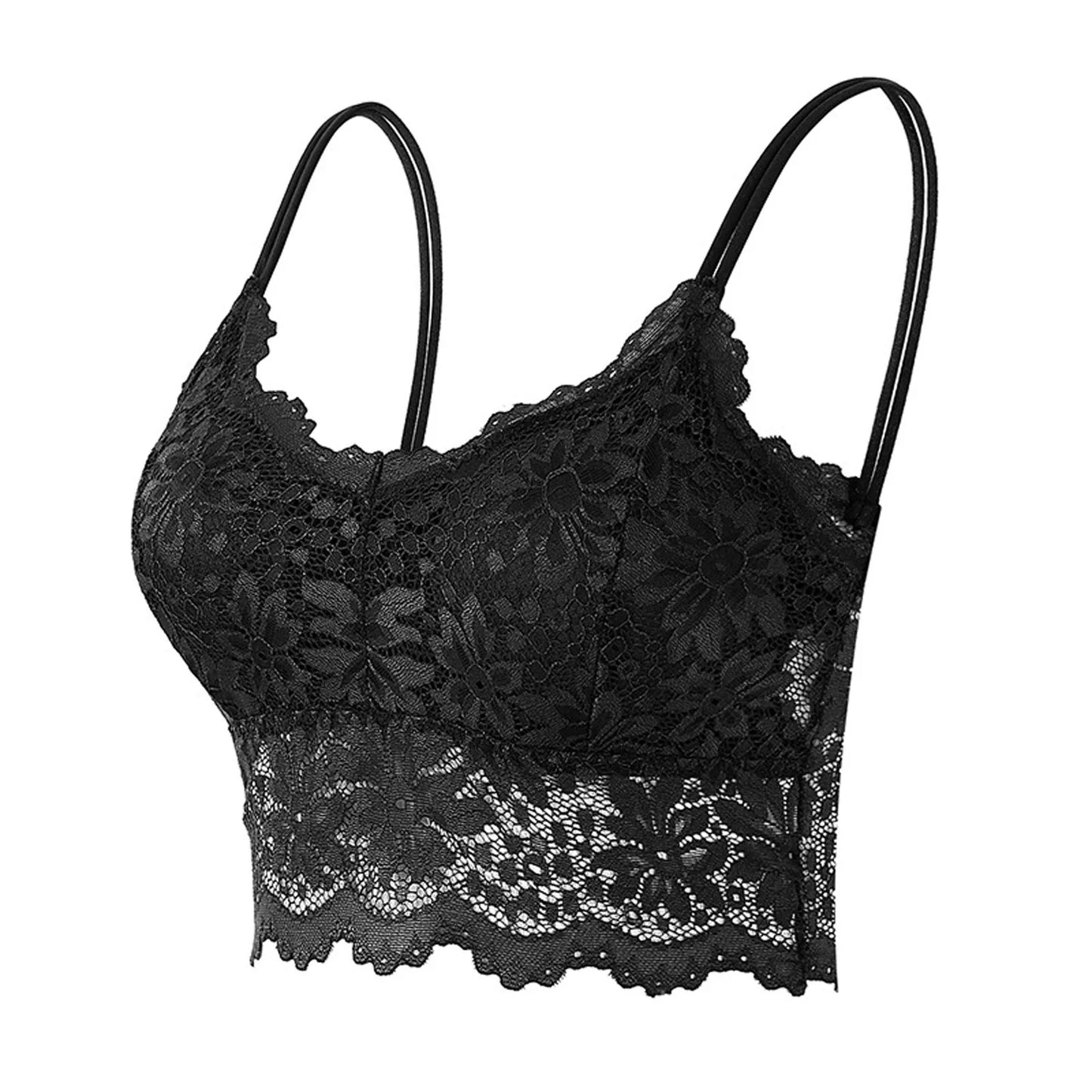 Sexy Strapless Floral Lace Bra For Women Plus Size Comfort Wireless Bras Padded Top Bra For Women High Elastic No Steel Ring Bra
