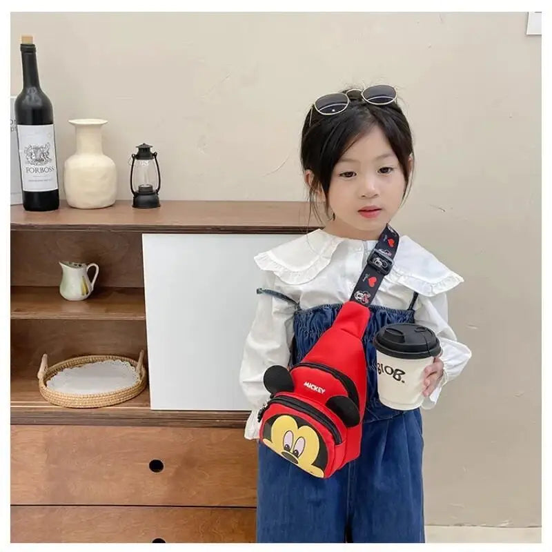 Disney 2024 New Fashion Mickey Cartoon Single Shoulder Crossbody Bag for Boys and Girls Cute Girls Coin Crossbody Bag