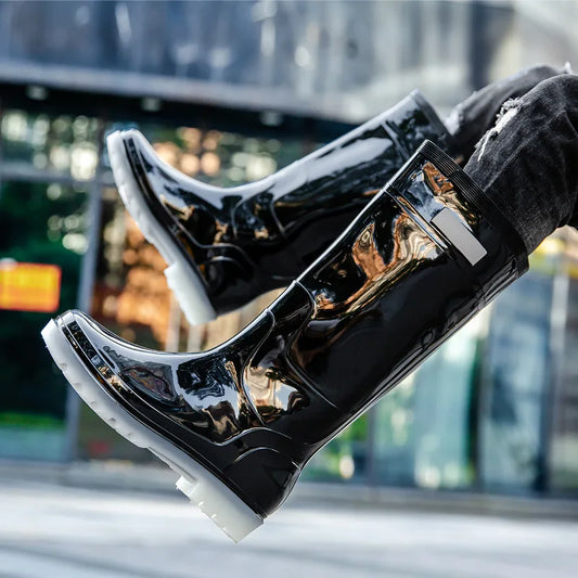 New Men Rain Boots High Rain Boots Anti Slip Waterproof Rubber Shoes Car Wash Water Shoes for Fishing Husband Work Rubber Boots