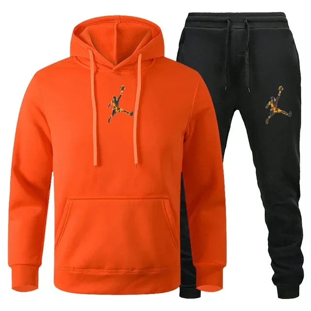 2025 Autumn/Winter Men's Fashionable long-sleeved sweatshirt + casual pants 2-piece set