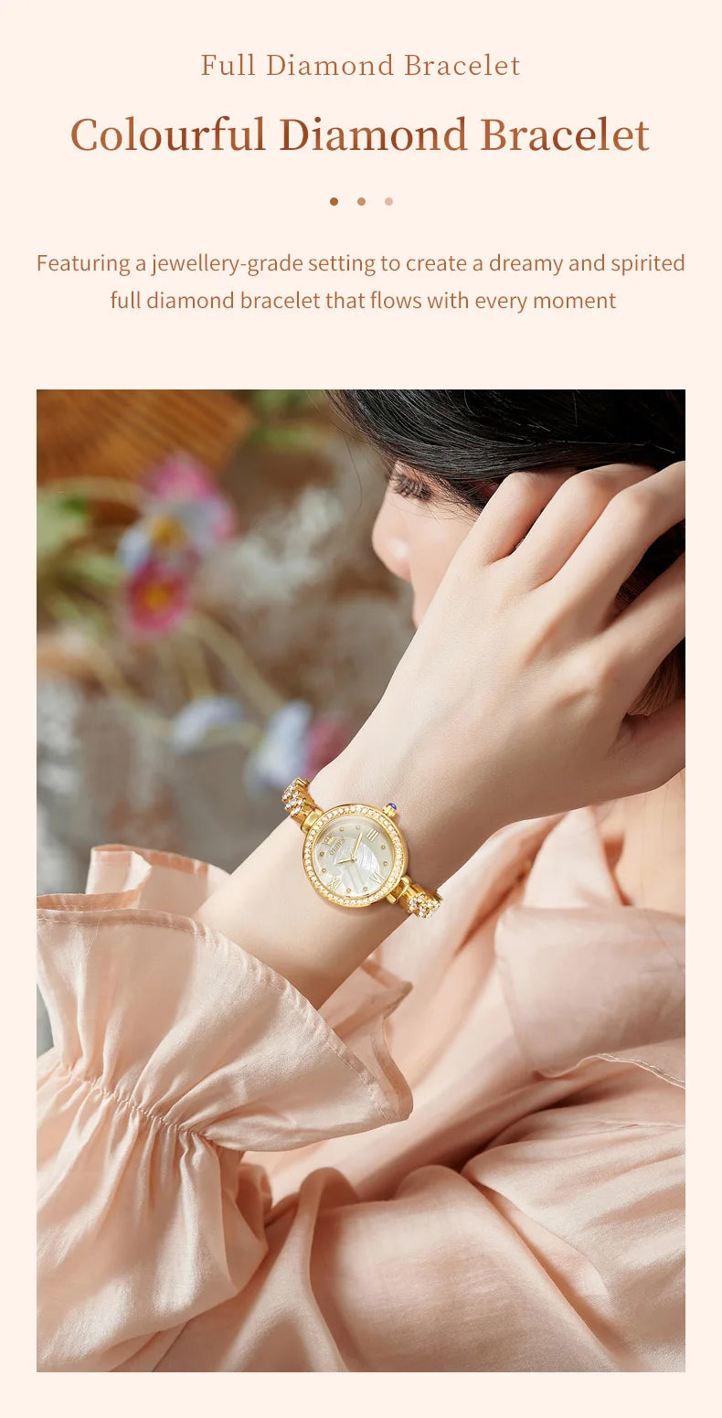 OLEVS 9903 Women Watchs Original Fashion Elegant Quartz Wristwatch Waterproof Luminous Bracelet Watch Band Diamond Bezel Reloj