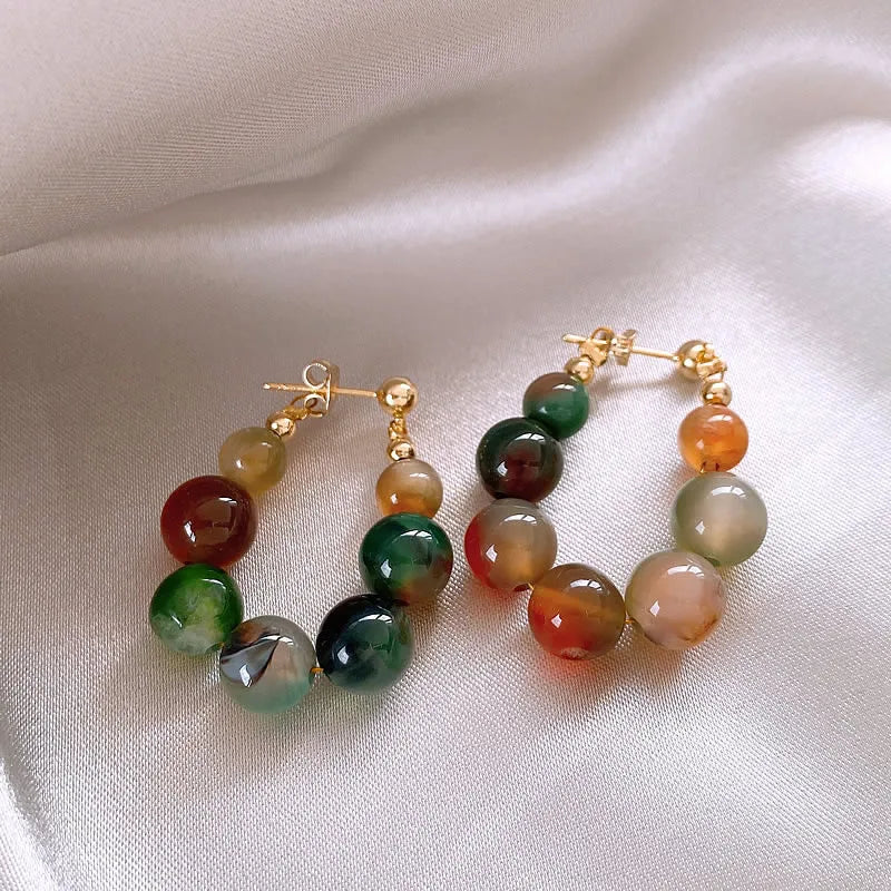Dopamine Design Randomly Colored Resin Beaded Back Hanging Earrings