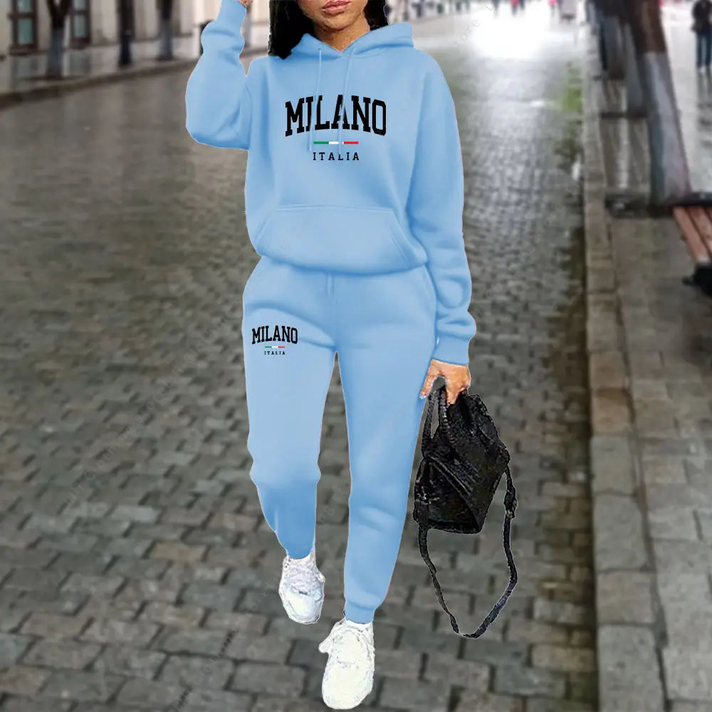 Autumn Winter Women's Sets 2pcs Hoodies Pants Suit Sports Outfits
