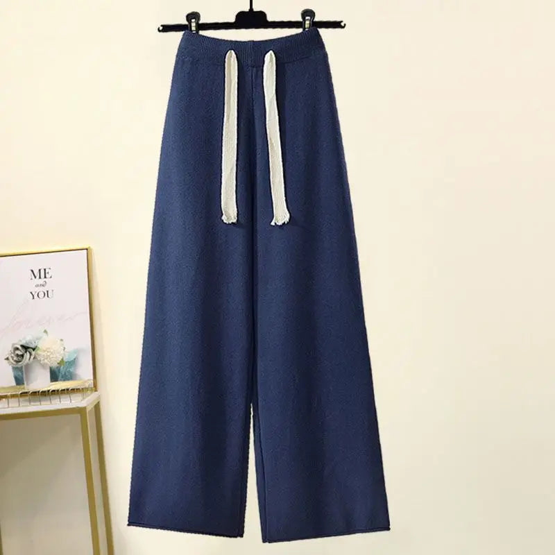 Plus Size Autumn Winter Women's Set New Lazy Style Sweater And Slimming Casual Pants Two Piece Set Trendy Elastic Knitted Fabric