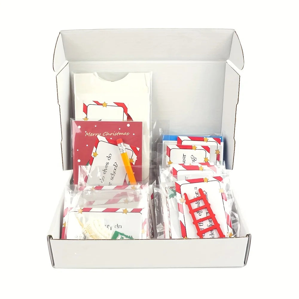 24-Day Elf Arrival Kit,Christmas Countdown Kit with Jokes and Surprises, Elf Set 24 Days of Christmas - Festive Home Decorations