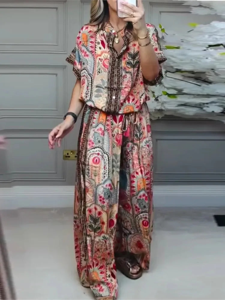 Wide-leg Trousers Two-piece Suit For Women