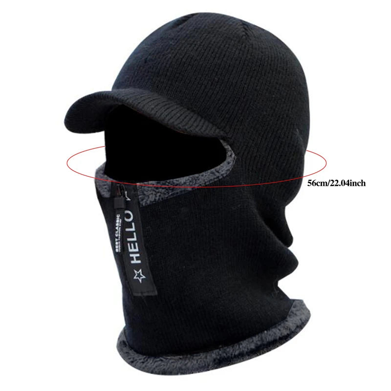 New Men, Women Winter Warm Wool Hat Outdoor Ear Protection Hats Warm Thick Bicycle Knitted Capd Scarf Windproof Visors Cap