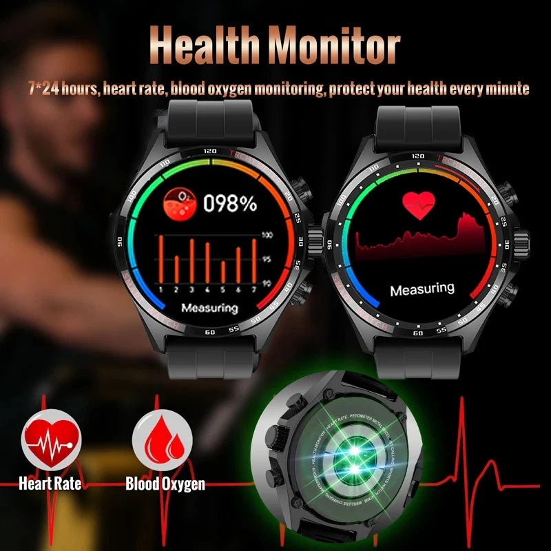 Hotsale Silver Gold Stainless Steel Color Smart Watch 1.58 Inch Bt Call Nfc Wireless Charging Smartwatch