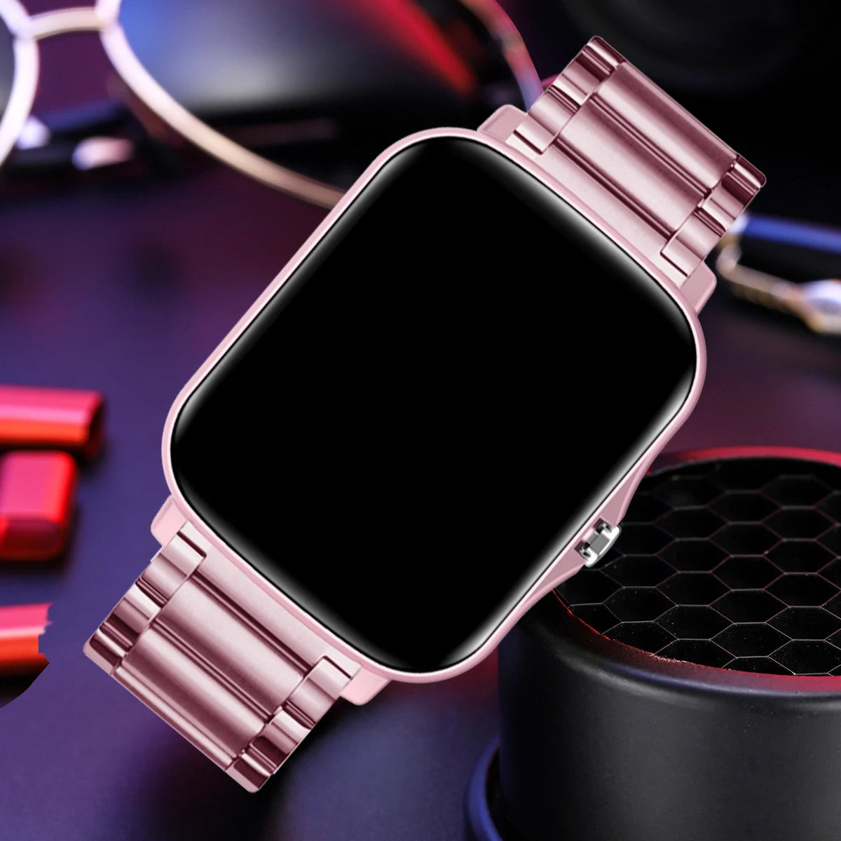 +3pc Straps Smart Watch Women Men Smartwatch Square